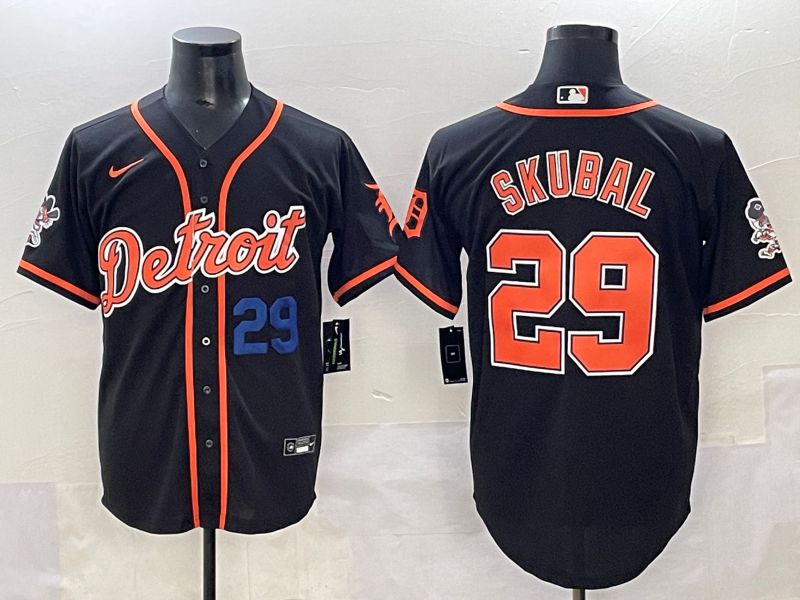 Men 2025 Detroit Tigers 29 Skubal Black Joint Name Nike MLB Jersey style 6